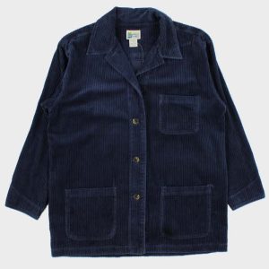 Vintage 1990s Women’s Navy Chunky Corduroy Coach Jacket – S